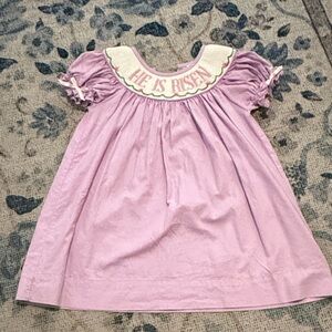He Is Risen lavender Smocked Girls Dress